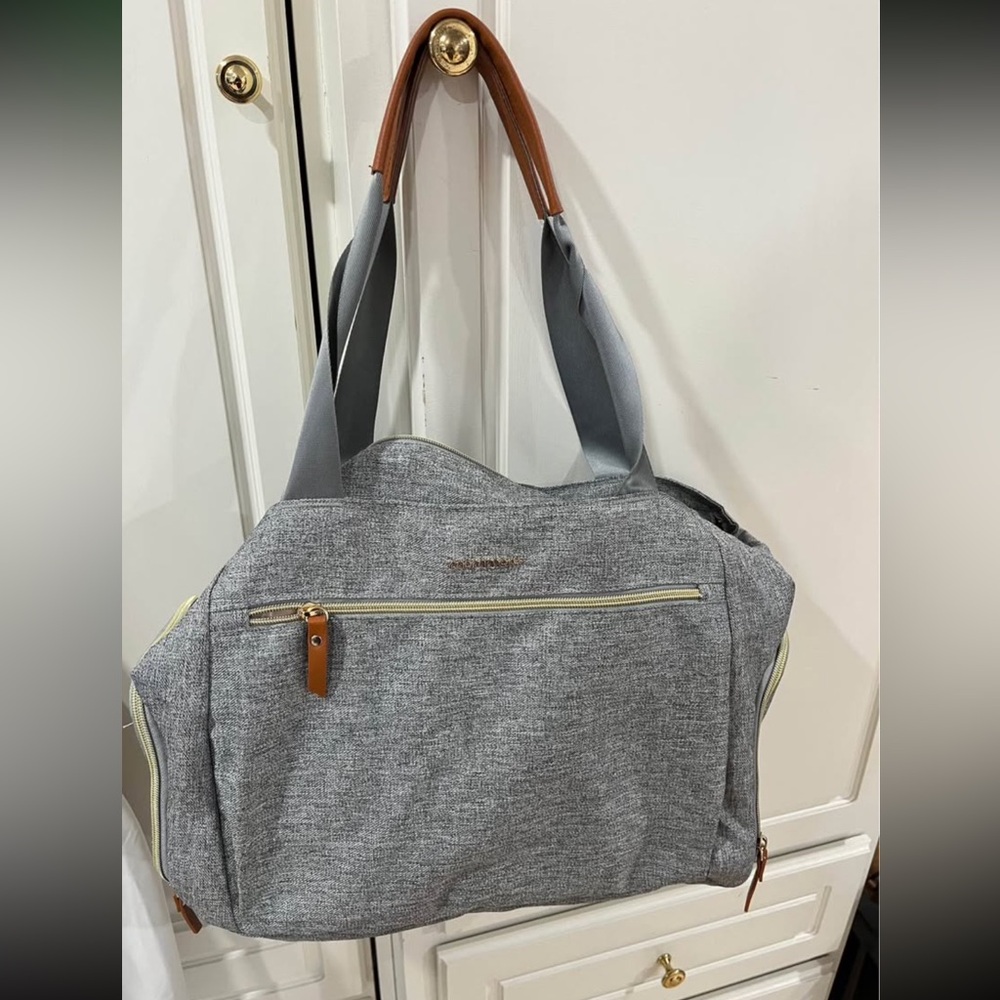 Gray with Gold Accents Mommore Diaper and Pump Bag